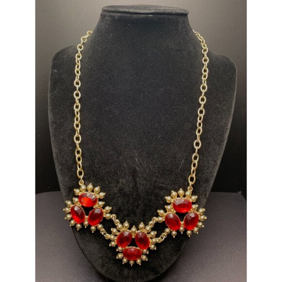 Vintage Jewelry - Vintage 28" Rhinestone Crystal Jeweled Bib Collar Statement Necklace